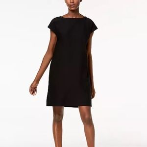 New Eileen Fisher Washable Crepe Boat-Neck Side-Zip Dress size M